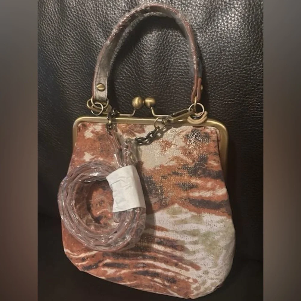 NWT  HOBO Alba Crossbody Printed Leather Coastal Canyon